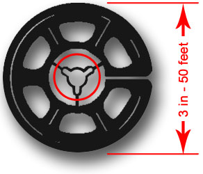 a typical regular 8mm 3-inch reel with it's smaller hole